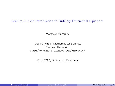 Differential Equations, Lecture 1.1: What is a Differential Equation?