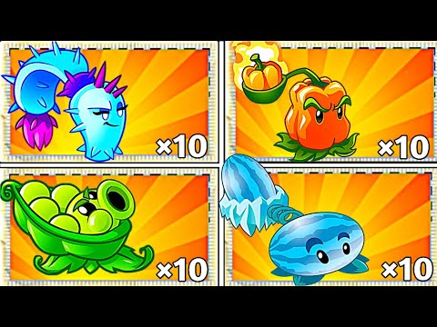 4 Plants Pult Shadow_Fire_Ice_Pea - Who Will Win? - PvZ2 10.6.1 Plants vs Plants Battles