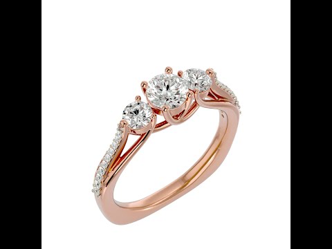 Inel de Logodna Triple-stone Aur Alb 18k Diamante Naturale - Colette