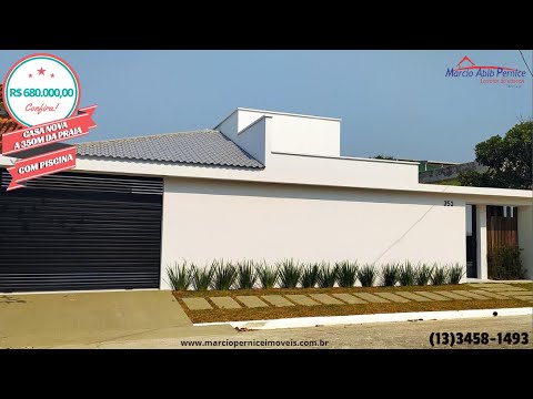 Casa nova com piscina a 350 m da praia em Peruíbe/SP (Vendido)