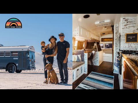 Families DIY School Bus Conversion - Gorgeous Tiny House W/ Clever Design Hacks