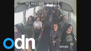 Dramatic footage of knife attack on bus in China