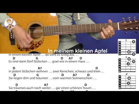 In meinem kleinen Apfel - Herbstlied für Kinder, mit Akkorden + Text für Gitarre