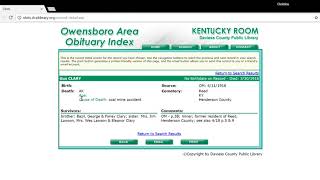 Owensboro Area Obituary Index Tutorial (Genealogy)