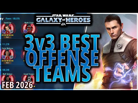 BEST 3v3 OFFENSE TEAMS (February 2026) #starwars #galaxyofheroes #grandarena #gac #swgoh