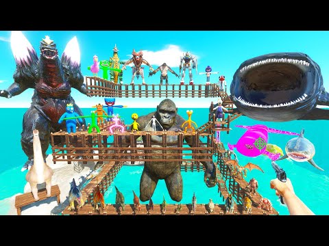 Parkour ZigZag Rescue Around King Kong and Fights SpaceGodzilla - Animal Revolt Battle Simulator