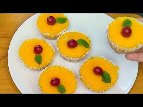 No oven no bake only 4 ingredients ready! make delicious custard mini cake.