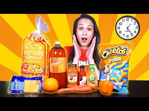 24 UUR LANG ALLEEN MAAR ORANJE VOEDSEL ETEN! - Challenge