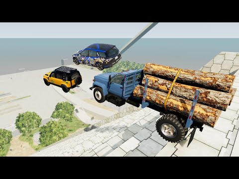Crazy Vehicle Insane Stairs Jumps Down (Crash Test) - BeamNG drive Down Stairs Jumps Total Damage