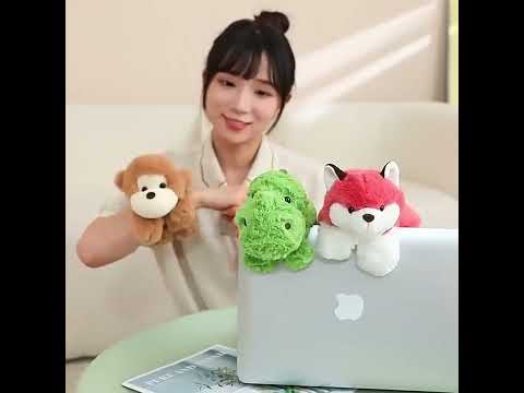 ~子甄彣璟~卡通創意啪啪圈 毛絨布偶 水豚君 大象 小熊 公仔 手環 手環啪啪圈 玩偶 趴趴抱手腕