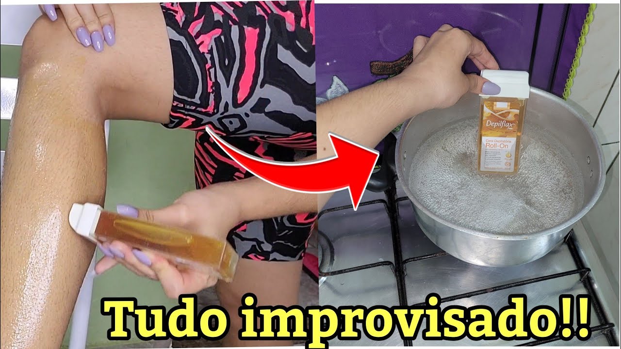 DEPILAÇÃO COM CERA QUENTE ROLLON GASTANDO POUCO(Tudo Improvisado)