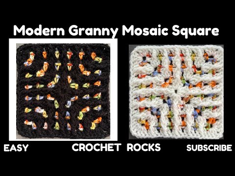 🧶EASY Modern Granny Mosaic Square & Working in Ends #crochet | Crochet Rocks🤘