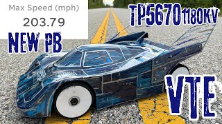 Hobao VTE 325wb 203.79mph tp5670 1180kv on12s w/ 6400 Onyx packs 