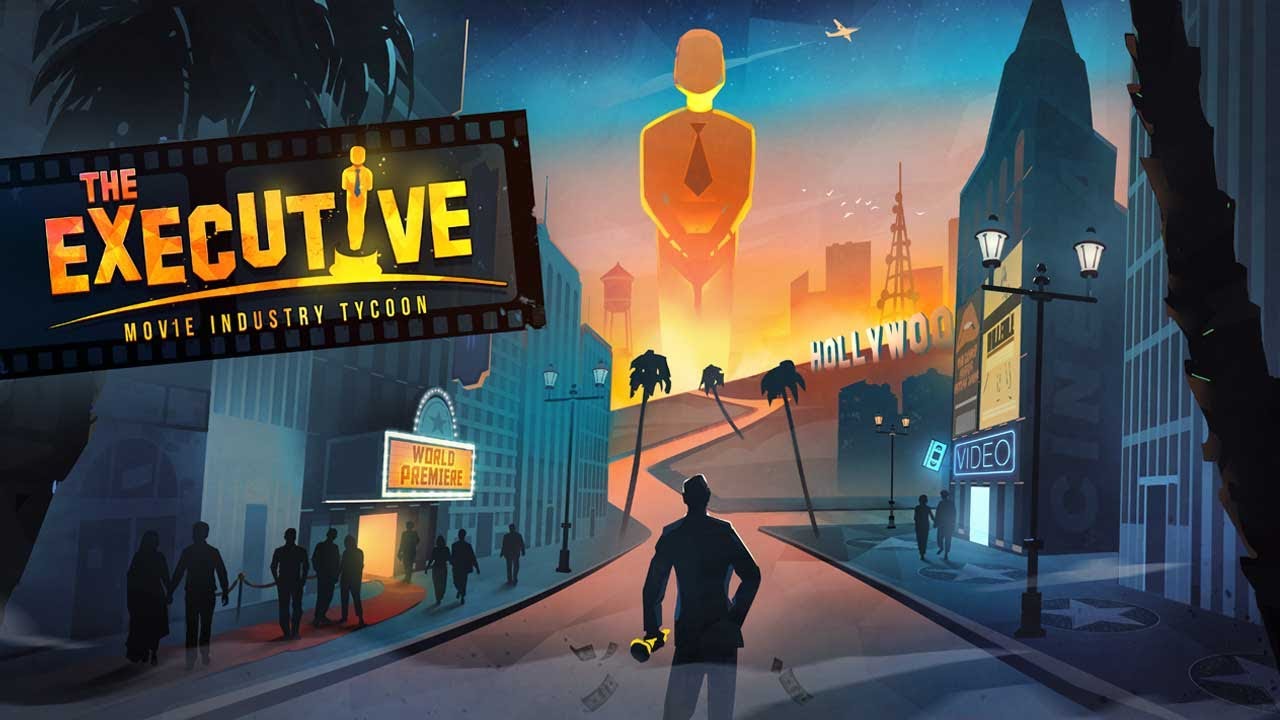 Promotional still of a Hollywood tycoon interface highlighting studio expansion systems