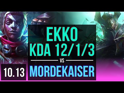 EKKO vs MORDEKAISER (MID) | 6 early solo kills, KDA 12/1/3, Triple Kill | EUW Master | v10.13