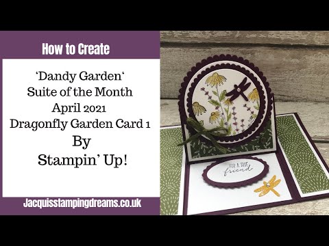 Suite of the Month, “Dandy Garden” Dragonfly Garden Easel Card 1