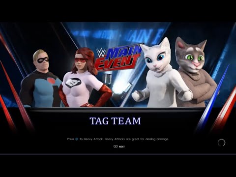 WWE 2K22 Mr.Incredible and Elastigirl Vs Talking Tom and Talking Angela