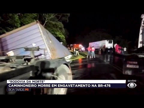 Caminhoneiro morre em engavetamento na BR-476 em Paulo Frontin