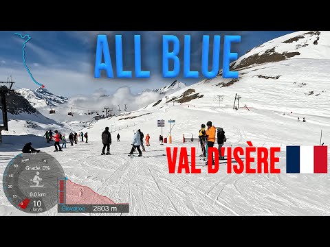 [4K] Skiing Val d'Isère, All Blue Le Fornet - Col de l'Iseran Top to Bottom, France, GoPro HERO11