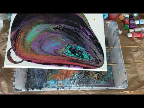 Open Cup Technique Acrylic Pour | Big Blue Swirl