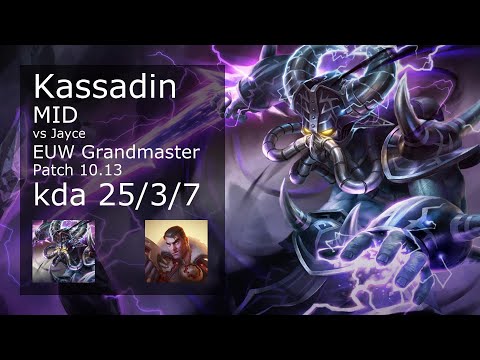 Kassadin vs Jayce Mid - EUW Grandmaster 25/3/7 Patch 10.13 Gameplay