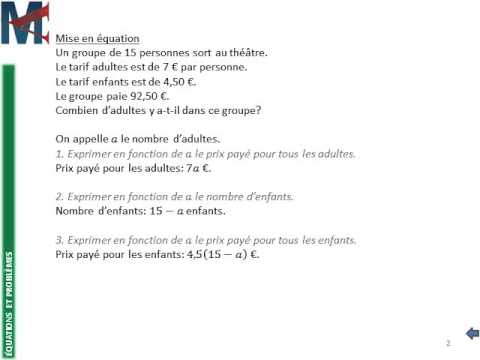 comment poser un probleme en equation