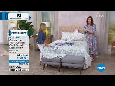 Concierge Collection 100% Cotton Quilt Set with Storage ...