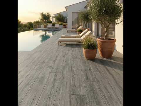 Carrelage sol extérieur effet bois Easy gris R11 20x120 cm