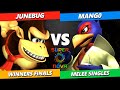 Supernova 2024 WINNERS FINALS Junebug Donkey Kong Vs Mango Falco Smash Melee Tournament