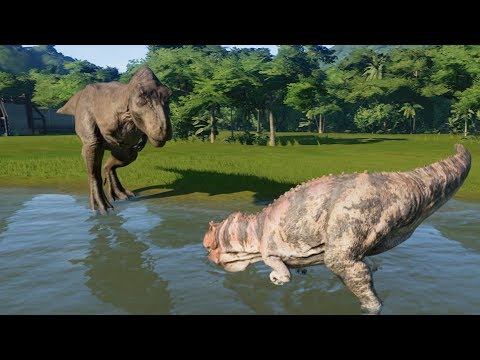 Ceratosaurus(Modified) VS T-Rex, Spinosaurus, I-Rex and Giganotosaurus - Jurassic World Evolution