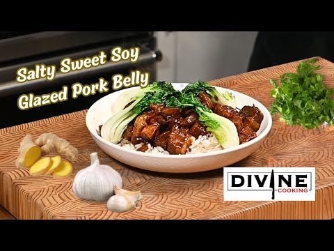 Salty Sweet Soy Glazed Pork Belly with a hit of star anise is perfect over steamed rice.