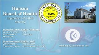 Hanson Board of Health - September 22, 2020