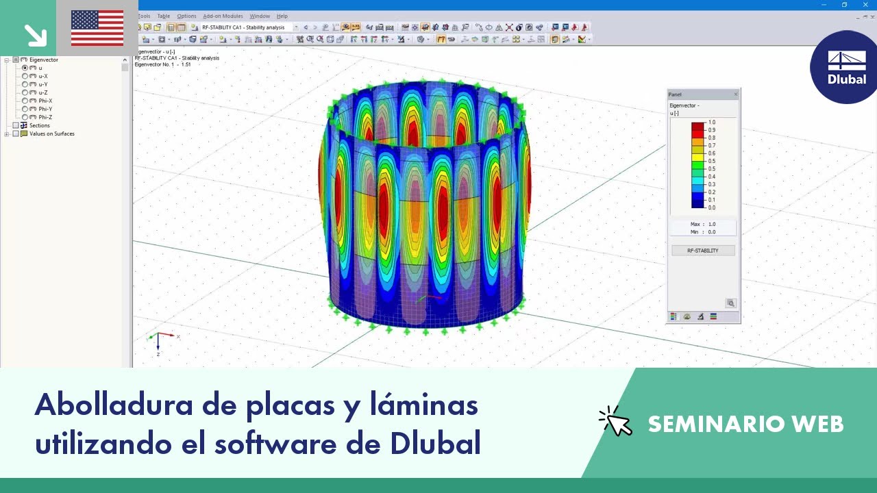 Abolladura de placas y láminas utilizando el software de Dlubal