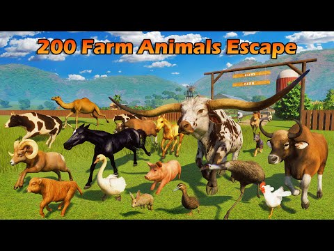 200 Farm Animals Escape From The Barnyard Animal Race in Planet Zoo included Cow, Sheep, & Horse