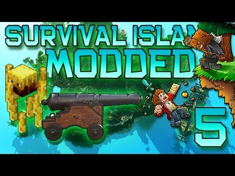 Minecraft: Modded Survival Island Let's Play w/Mitch! Ep. 5 - FIRING A CANNON IN MINECRAFT!