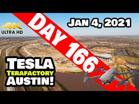 Tesla Gigafactory Austin 4K  Day 166 - 1/4/21 - Terafactory Texas - CRAZY BUSY MONDAY AT GIGA TEXAS!