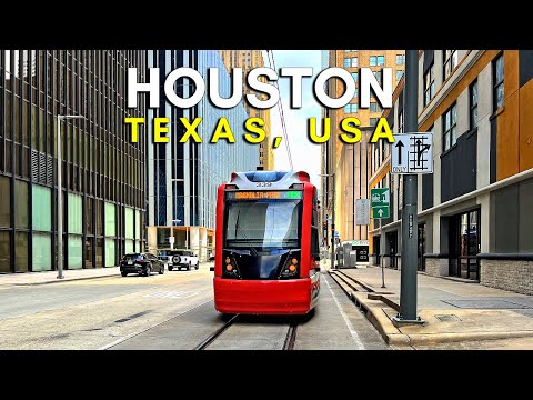 Houston Texas, USA  - Downtown Houston Walking Tour - 4K