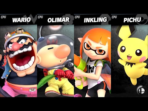 Wario VS Olimar VS Inkling VS Pichu LV 9 CPU Battle Super Smash Bros Ultimate
