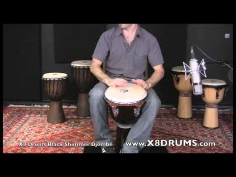 X8 Drums Black Sparkle Professional Key Tuned Djembe Drum