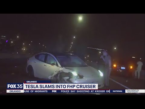 Video shows Tesla slam into FHP cruiser