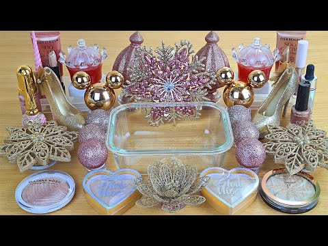Rose GOLD SLIME | Mixing makeup and glitter into Clear Slime | Satisfying Slime Videos 2160p