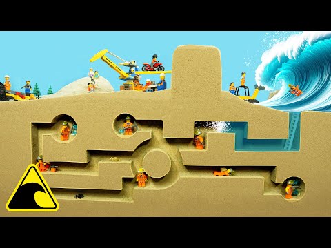 Flood at a Lego Diamond Mine - Tsunami Dam Breach Experiment