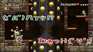 【就職取消しおばさん】赤と緑と時々おかん!?/女2人でNewスーパーマリオブラザーズWii【実況25】