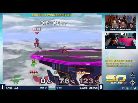 Last Stock SD #18 - Zephyr + Lock vs BlackPR + Santiago - SSBM WR2 - Melee
