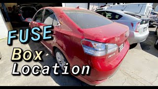 FUSE BOX LOCATION ON A 2010 - 2012 LEXUS HS250H