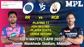 RR vs RCB LIVE Team | RR vs RCB Prediction | RR vs RCB LIVE | MATCH 13