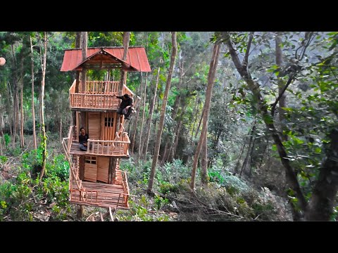 From Ground to Sky – Building a Triple Level Shelter with Bare Hands | bushcraft skills