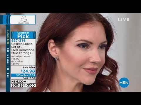 Colleen Lopez Set of 3 Oval Gemstone Sterling Silver Stu...