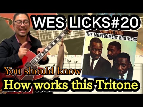 【Jazz Guitar Licks】Wes Montgomery licks#20 amazing Tritone 2-5 Chord Progression  Picking technique