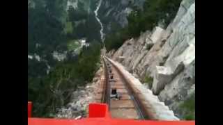 preview picture of video 'Gelmerbahn Talfahrt, steilste Standseilbahn der Welt (106%!)'
